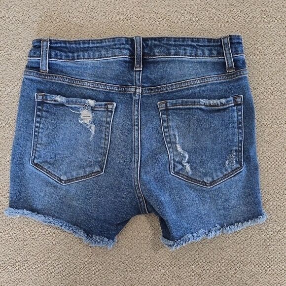 Vervet Blue Distressed Mid-Rise Jean Shorts - Size Large - Picture 2 of 10
